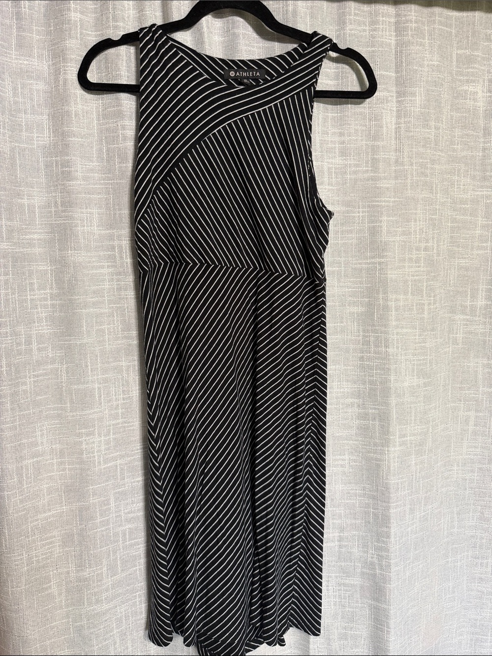 Athleta Black & White Striped Sleeveless Midi Dress